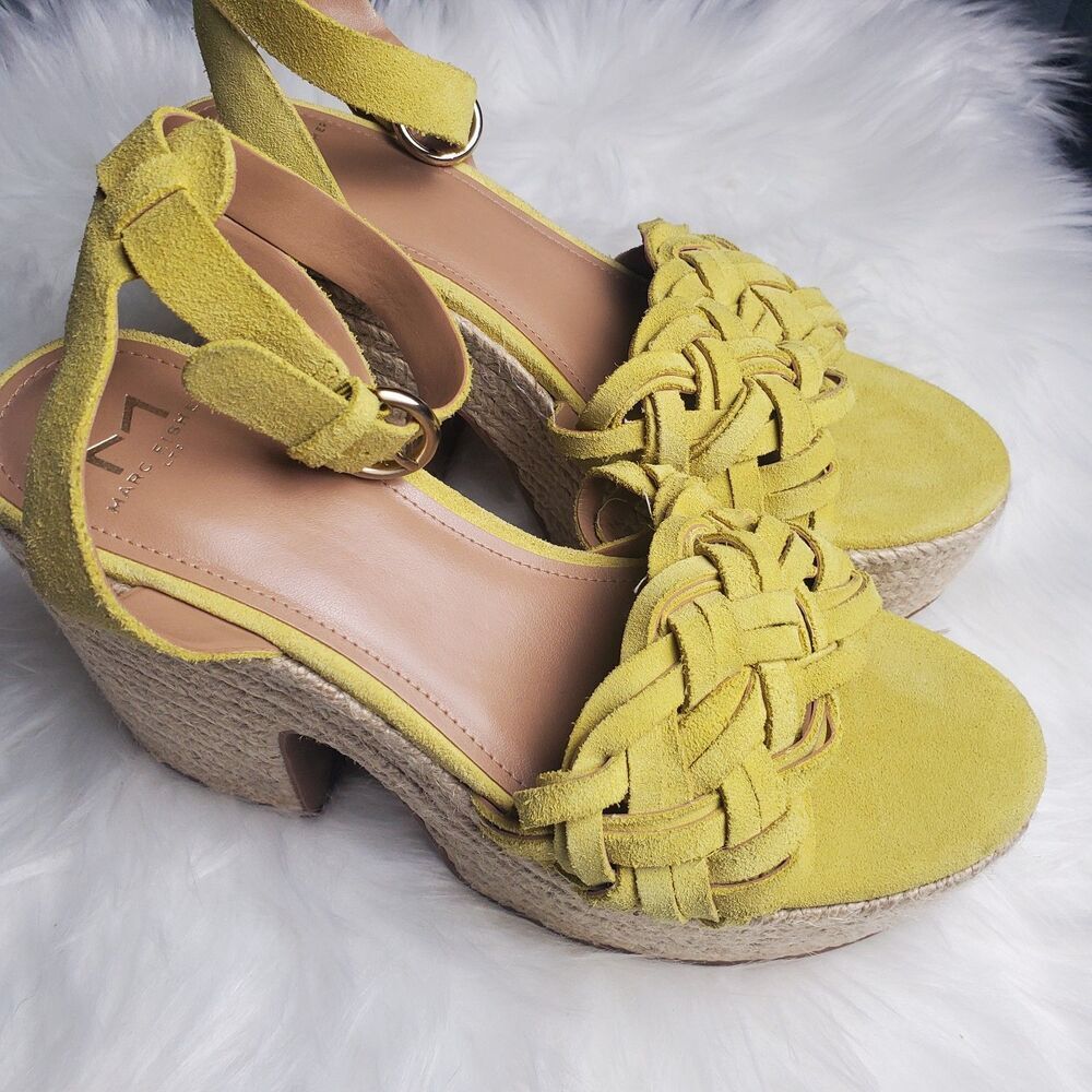 Marc Fisher Yellow Braided Espadrille Platform Sandals - Picture 2 of 10